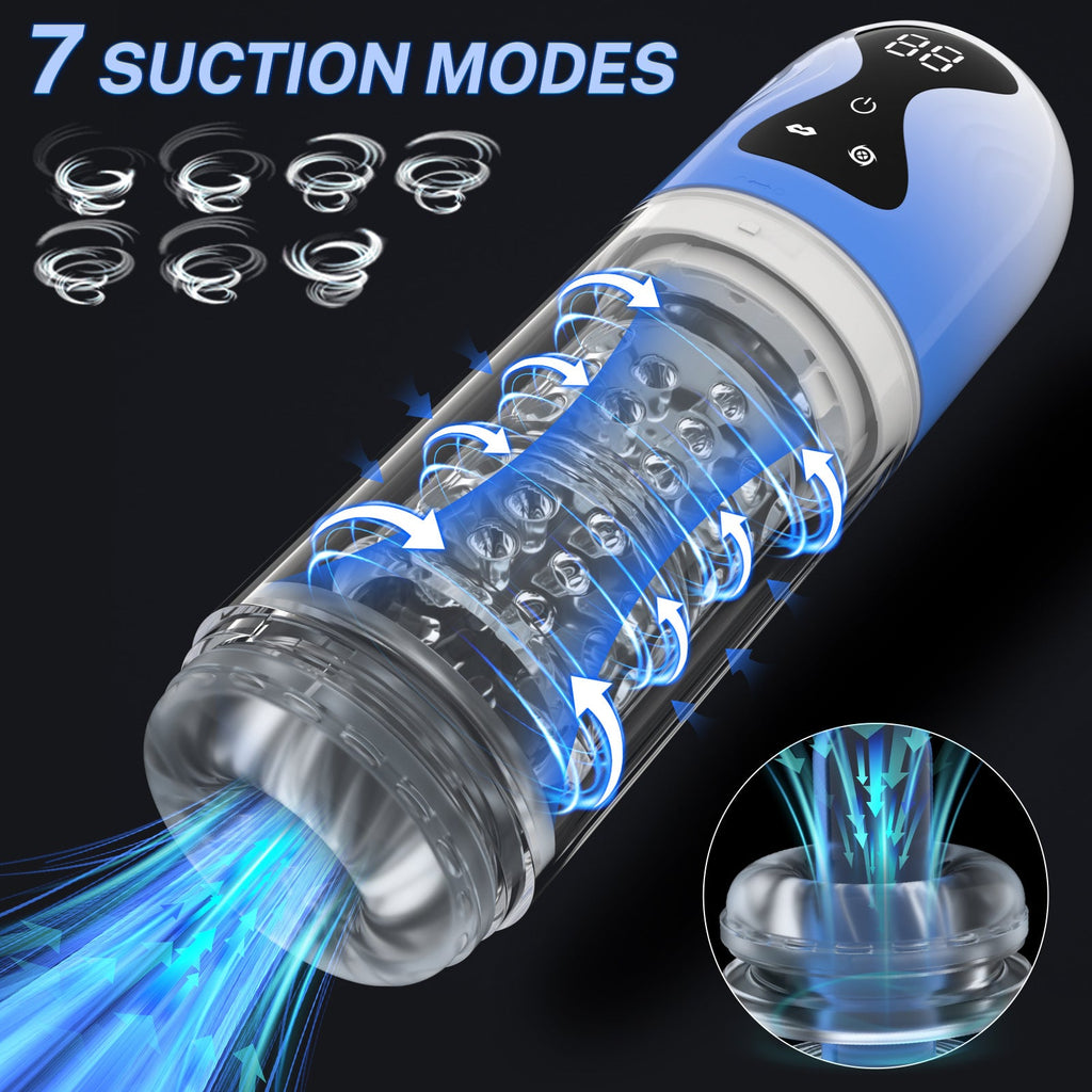 Fully Automatic Male Masturbator & Penis Pump – 7 Suction Modes, 7 Rotation Modes, Tongue Licking Simulation