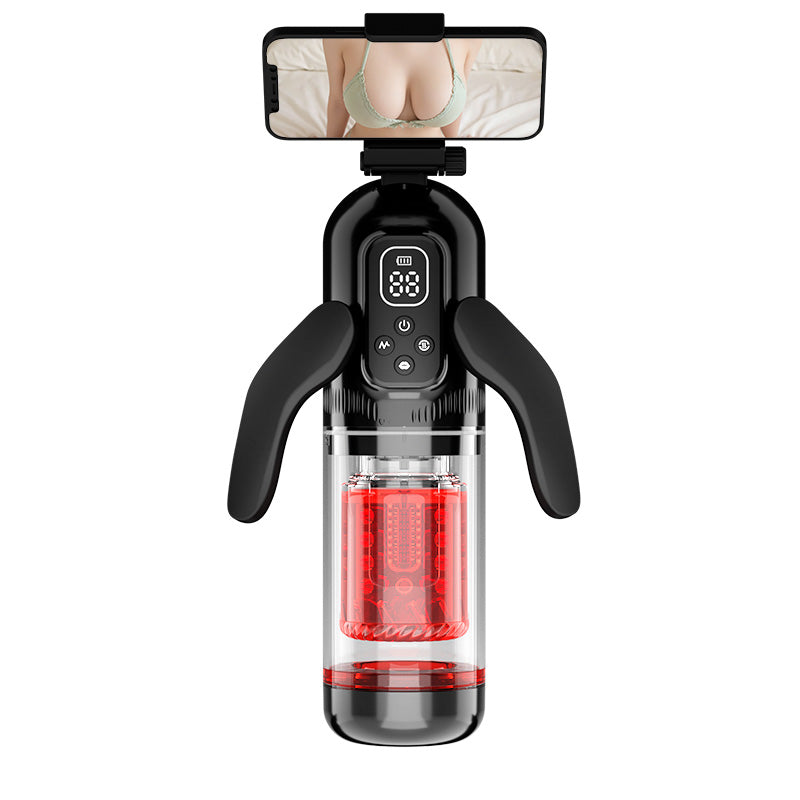 Flying Wings Penis Cup – Extendable Rotating & Suction Male Masturbator with Dual Vibration Handle