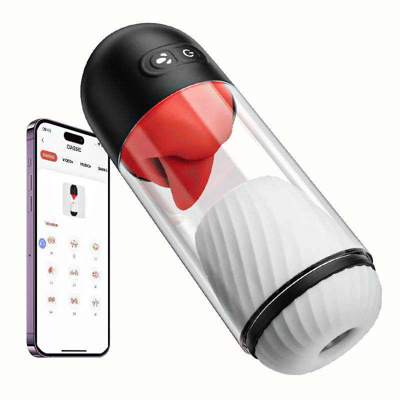【50%OFF】Newvibe App Controlled Male Masturbator with 9 Tongue Licking & Vibration Modes