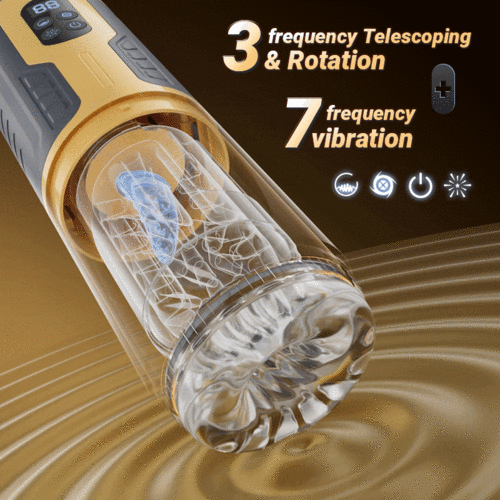 【Upgraded】Male Electric Masturbator – 7 Telescopic, Rotating & Vibrating Modes with Dual Motors & LCD Display