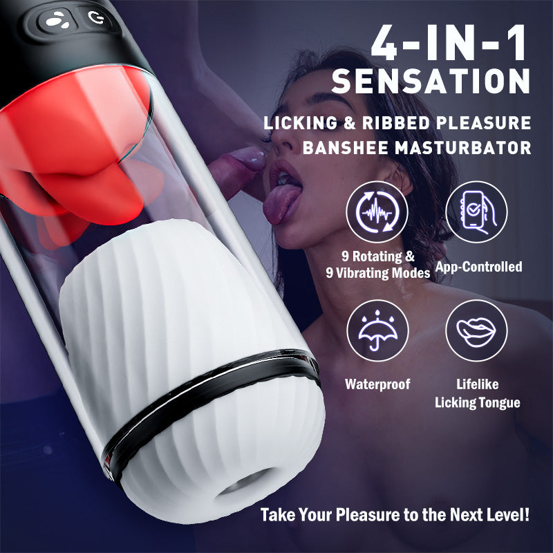 【50%OFF】Newvibe App Controlled Male Masturbator with 9 Tongue Licking & Vibration Modes