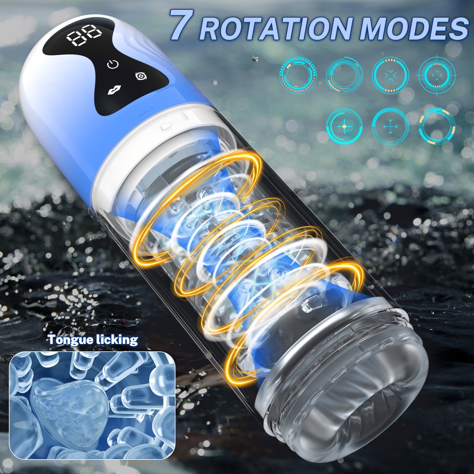 Fully Automatic Male Masturbator & Penis Pump – 7 Suction Modes, 7 Rotation Modes, Tongue Licking Simulation