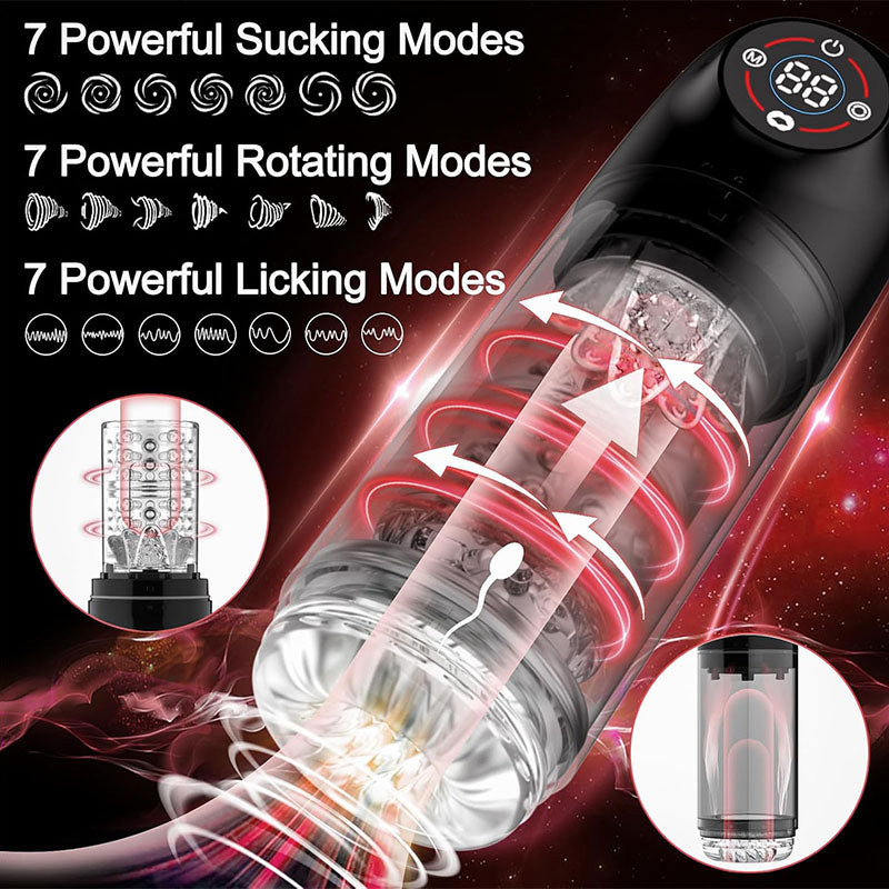 Romanlust Seductive Succubus 7 Rotating 7 Sucking Lcd Display Pumps & Enlargers Automatic Male Masturbator