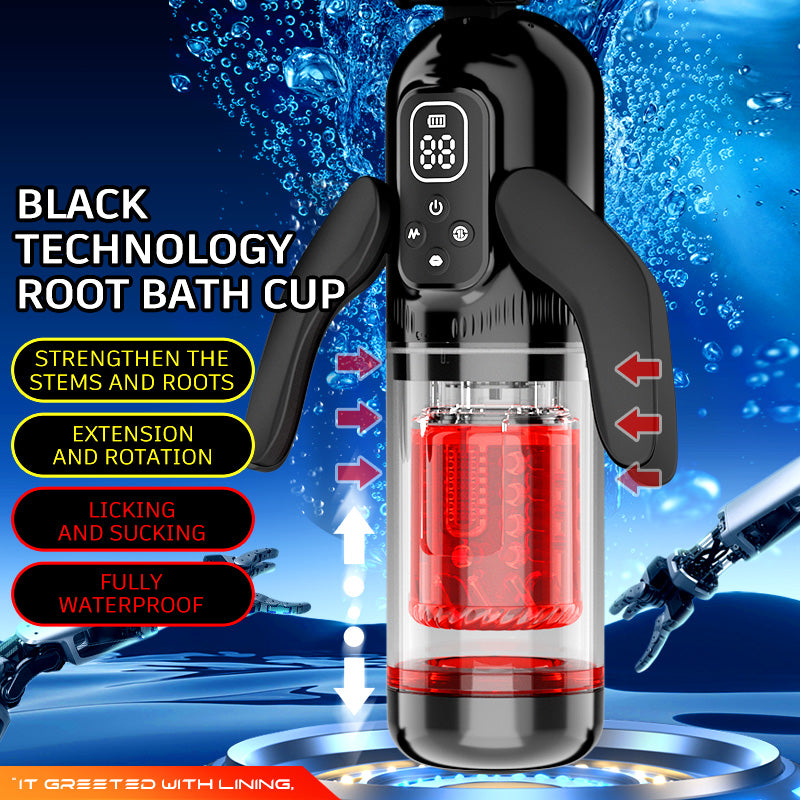 Flying Wings Penis Cup – Extendable Rotating & Suction Male Masturbator with Dual Vibration Handle