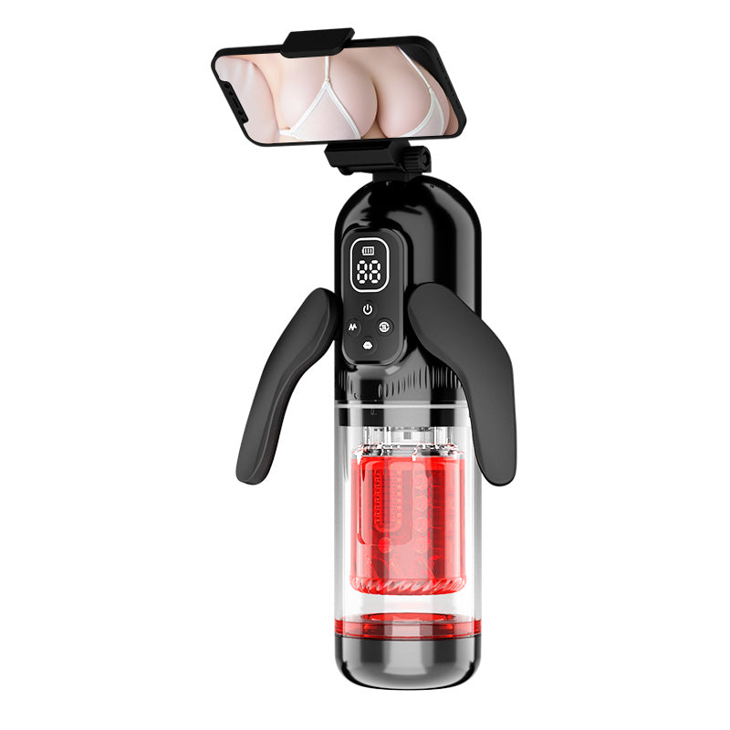 Flying Wings Penis Cup – Extendable Rotating & Suction Male Masturbator with Dual Vibration Handle