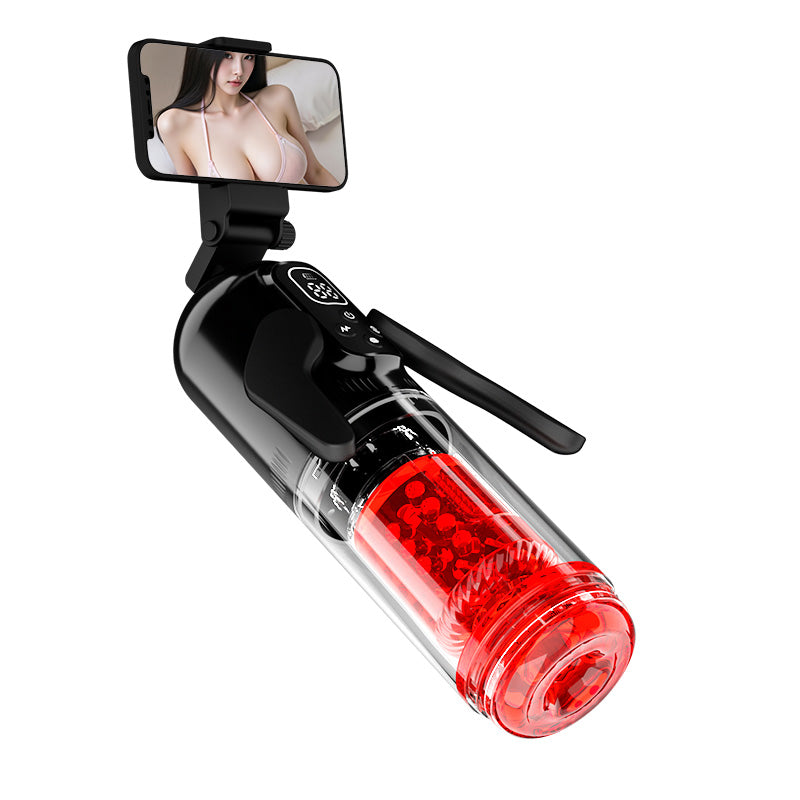 Flying Wings Penis Cup – Extendable Rotating & Suction Male Masturbator with Dual Vibration Handle