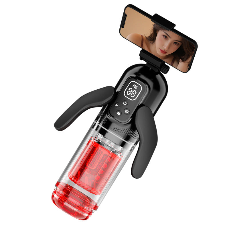 Flying Wings Penis Cup – Extendable Rotating & Suction Male Masturbator with Dual Vibration Handle