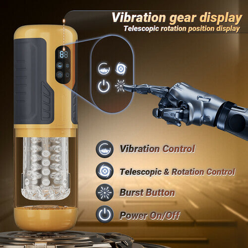 【Upgraded】Male Electric Masturbator – 7 Telescopic, Rotating & Vibrating Modes with Dual Motors & LCD Display