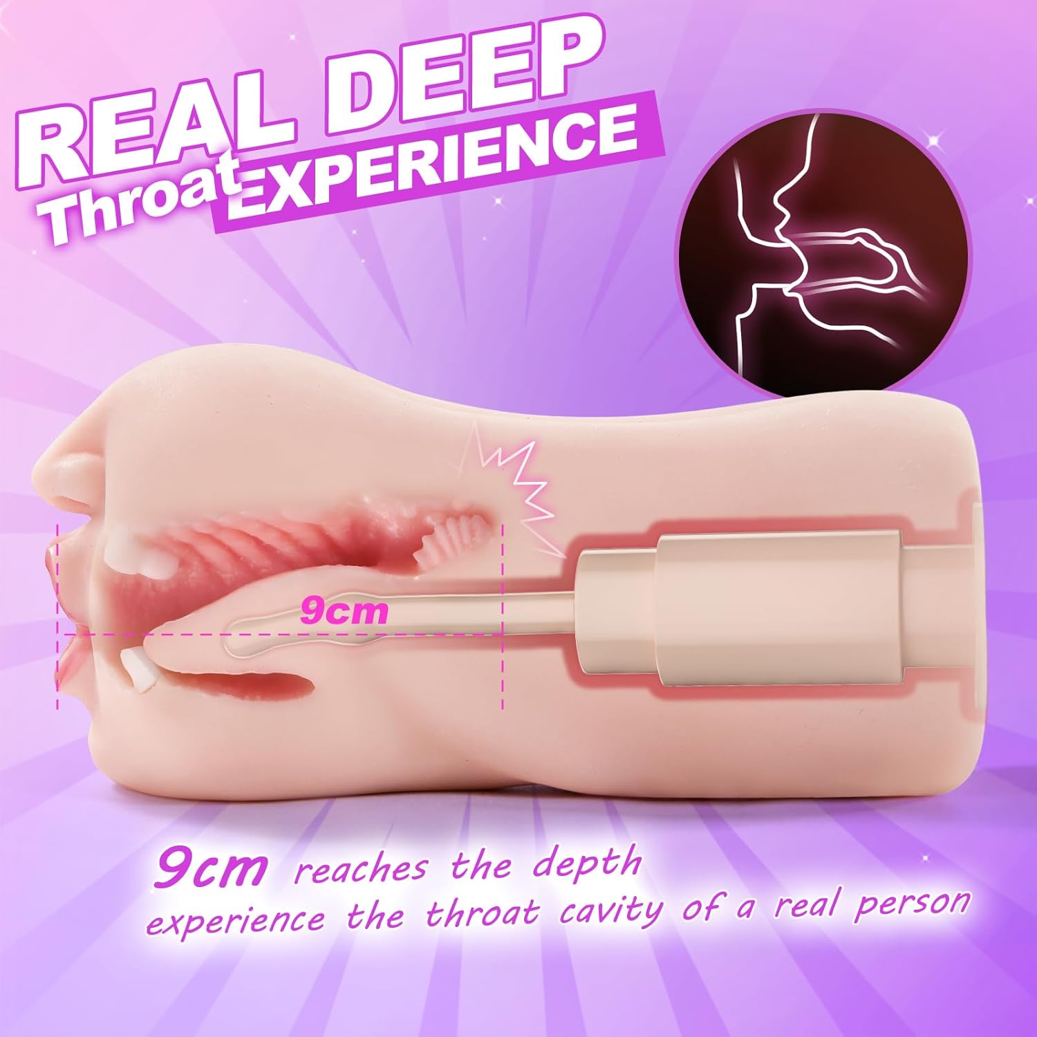 Realistic Deep Throat Male Stroker – Licking Tongue & Teeth Simulation Masturbator