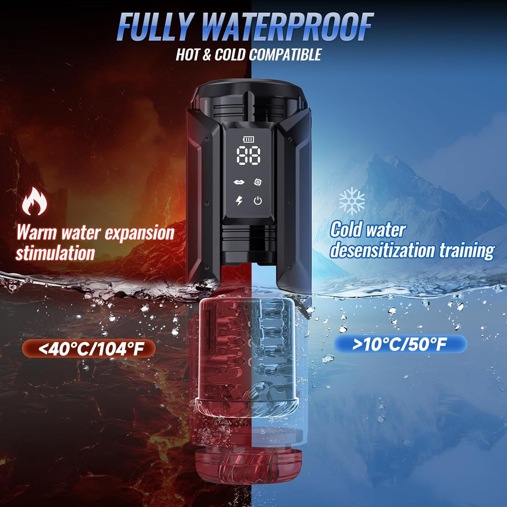 EINSEO Men's Pump Vibrator - AI Sync Waterproof Male Orgasm Simulator, 7 Suction-Push Rotations & 7 Lick Modes, Adult Toy Pocket Cat Men's Sex Toy Bath Accessories