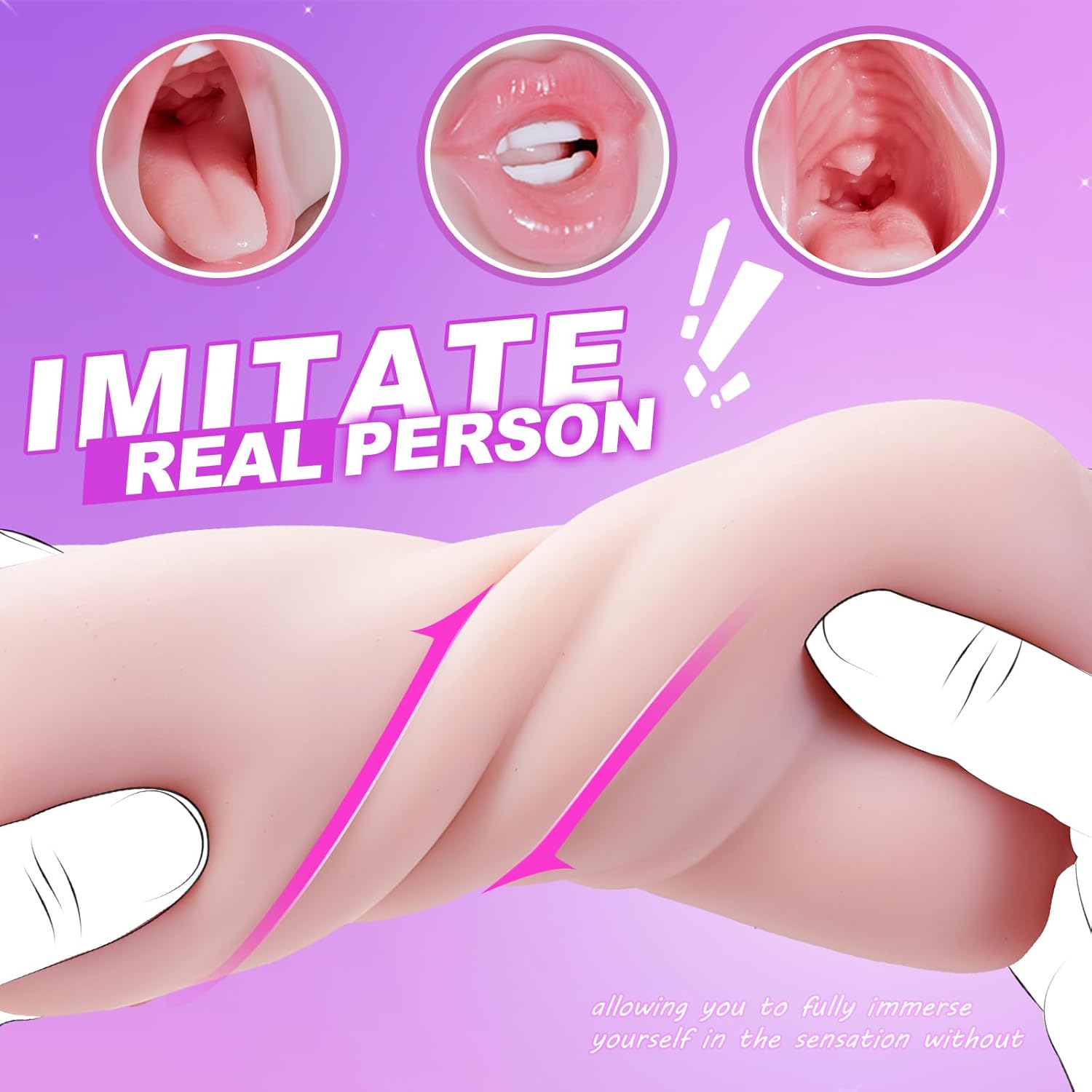 Realistic Deep Throat Male Stroker – Licking Tongue & Teeth Simulation Masturbator